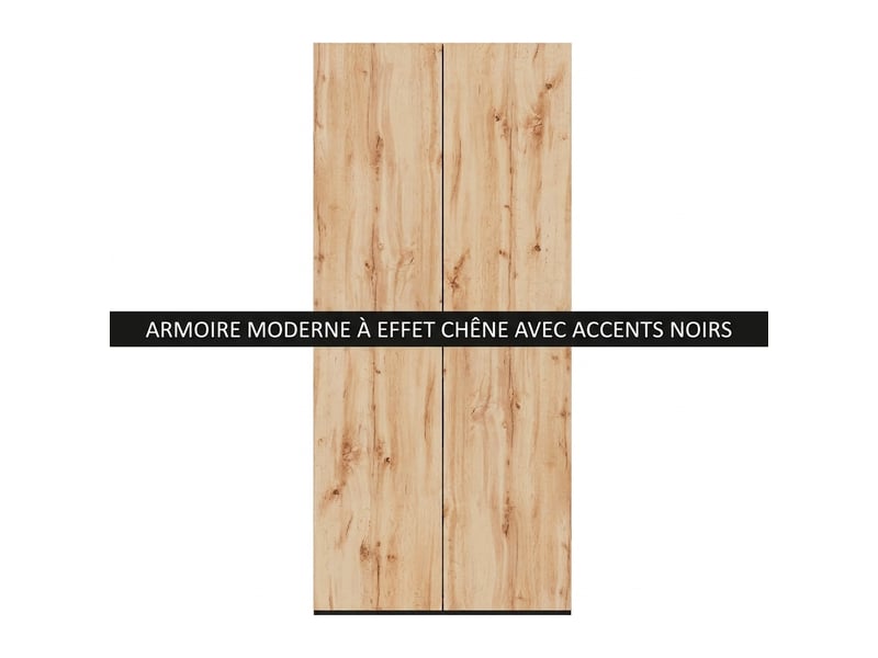  Vestiaire d'entrée avec miroir et led, armoire penderie 135 cm, 5 tiroirs, finition chêne  - Conforama C