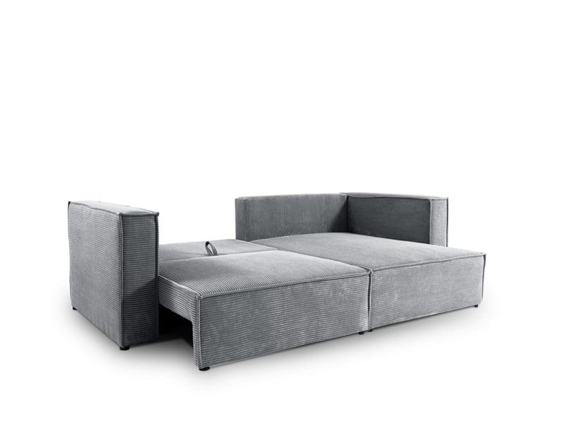  Canapé d'angle convertible en velours côtelé keymon gris (poso 55)  - Conforama D