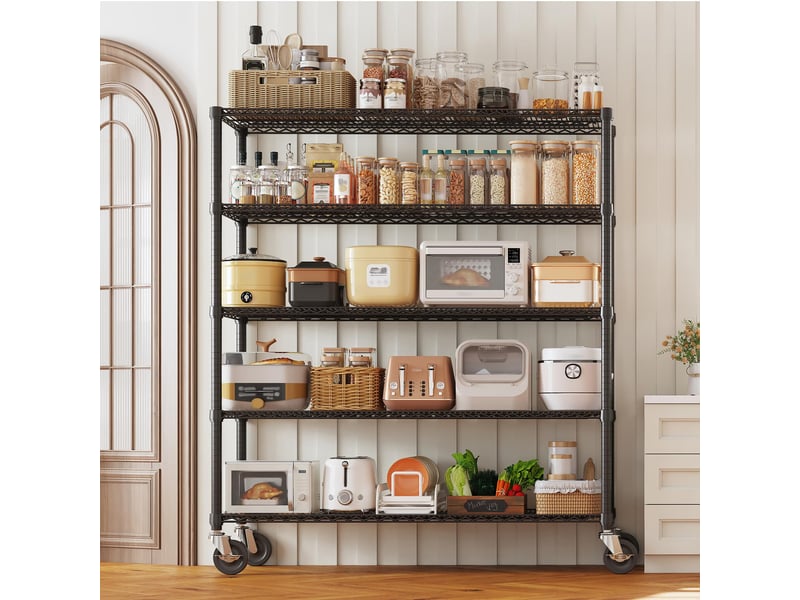  Rayonnage étagère métallique roulante ultra-résistante – rangement lourd garage, cuisine, cave, bureau, entrepôt 150x45x195cm PHK_3ACPZIUV - Conforama C