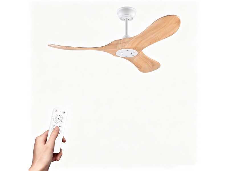  Ventilateur de plafond 42 avec 3 pales en bois, moteur dc silencieux, télécommande, fonction mémoire, réversible  - Conforama A