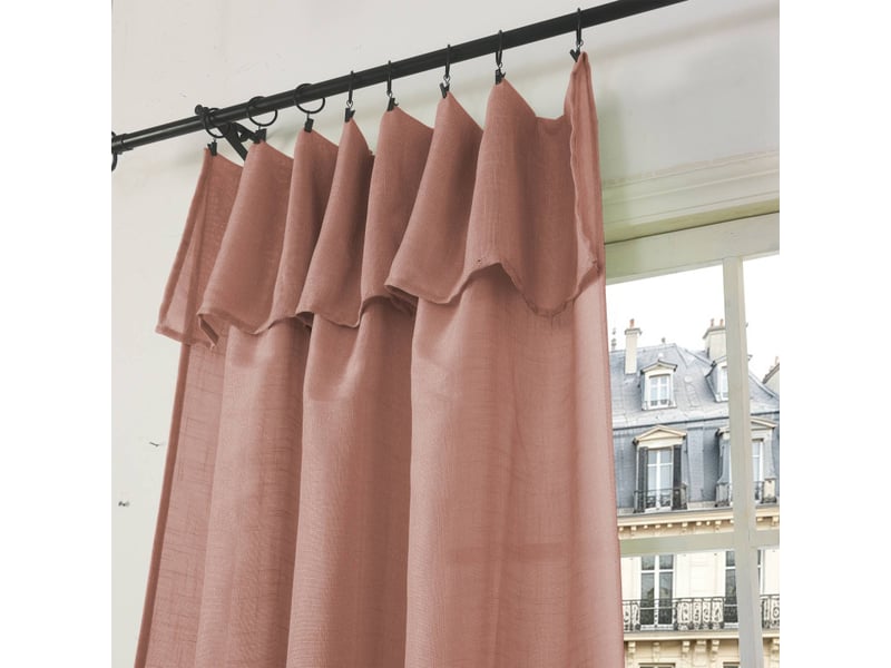 Lot de 2 voilages ajustables + 8 anneaux pince 140 x 270 cm evasion polyester effet lin - Conforama D