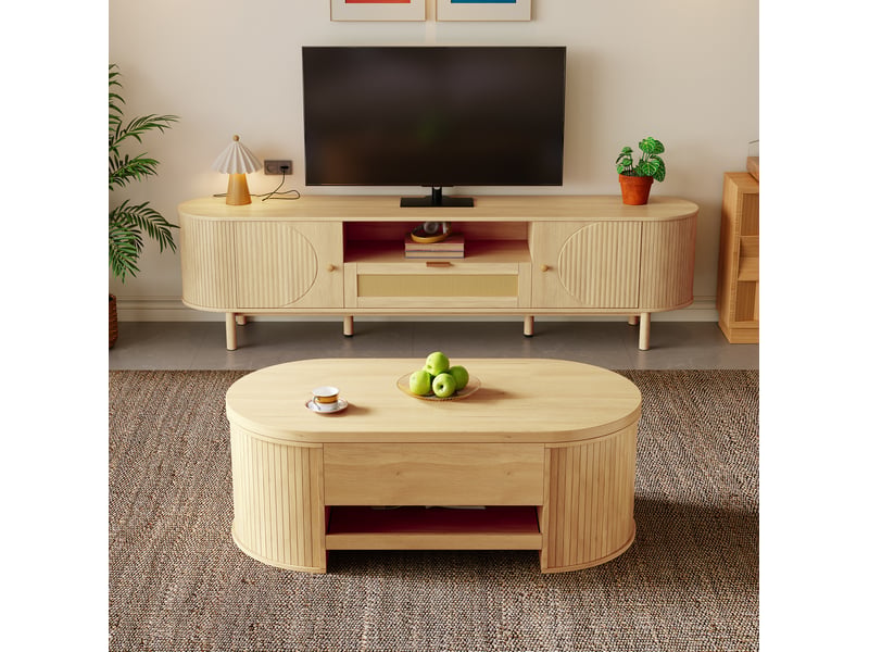  Ensemble meuble tv et table basse relevable avec rangement homvra  - Conforama D