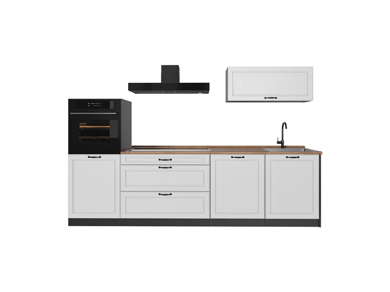 Vicco cuisine, blanc campagneanthracite, 280cm plan de travail chêne doré - Conforama A