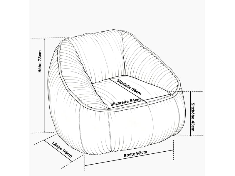  Pouf fauteuil confortable 92x98x73 cm, doux et moelleux, mousse à mémoire de forme, tissu chenille, gris foncé  - Conforama C
