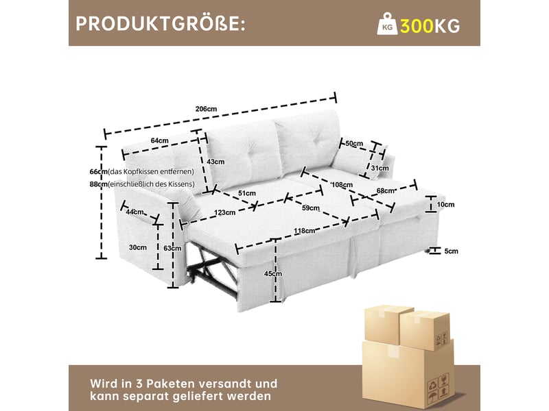  Canapé modulable d'angle convertible avec rangement, tissu côtelé gris foncé, structure bois massif, dimensions 206x108x66 cm  - Conforama C