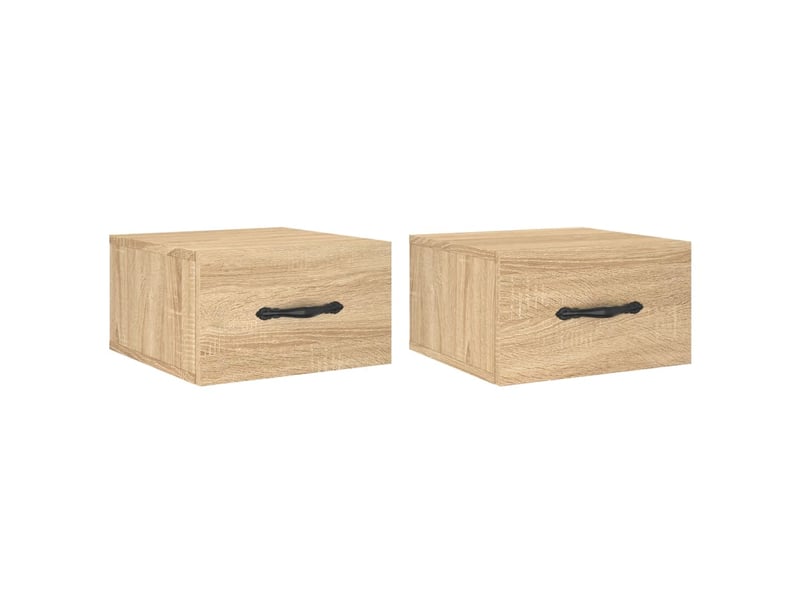  Lot de 2 tables de chevet - cabinet de chevet - table de nuit murales chêne sonoma 35x35x20 cm  - Conforama A