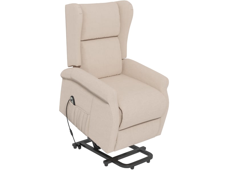  Fauteuil releveur électrique ulevr inclinable avec repose-pieds réglable, tissu crème, 74 x 94 x 111 cm, charge maximale 200 kg  - Conforama A