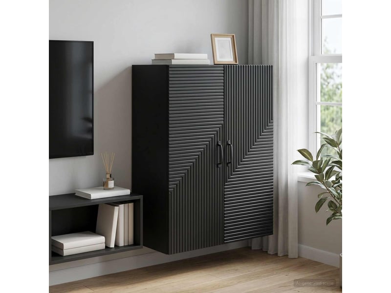  Armoire murale salon, meuble de rangement noir 66 x 34,5 x 90 cm bois d'ingénierie shl2660  - Conforama B