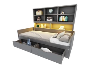 Lit gigogne 90x200 cm OKWISH coloris gris