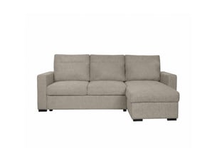 Canapé d'angle réversible convertible LOUNGITUDE SOLARO 3 places Tissu taupe avec coffre de rangement