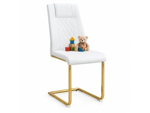 Chaises de salle à manger lot de 4 avec dossier ergonomique et pieds antidérapants en pu blanc et métal doré