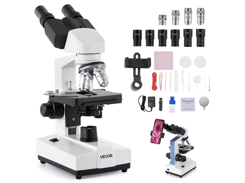 Vevor microscope binoculaire composé avec grossissement 40-5000x deux oculaires - Conforama A