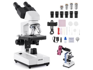 Vevor microscope binoculaire composé avec grossissement 40-5000x deux oculaires