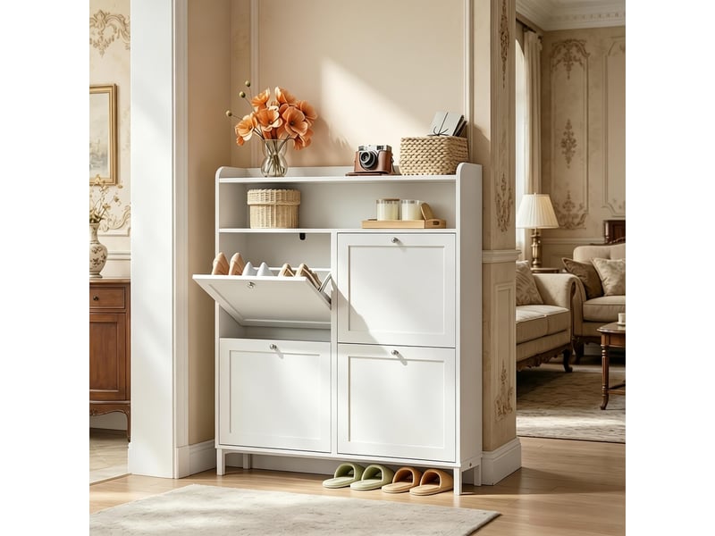 Meuble à chaussures modèle slim, armoire étroite élégante, rangement salon, meuble chaussures 1 pièce - Conforama B