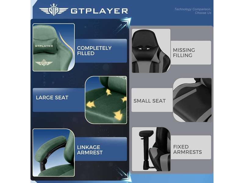  Gtplayer chaise de jeu inclinable à 160° avec repose-pieds 180kg - tissu vert GT829-GE - Conforama D