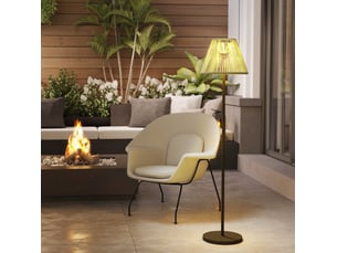 Lampe solaire extérieure sur pied 135 cm grise, résine tressée, 25 led, capteur crépusculaire, style bohème ip44