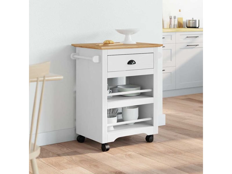 Desserte de cuisine, chariot de rangement bodo blanc et marron 67,5x45x80 cm - Conforama C
