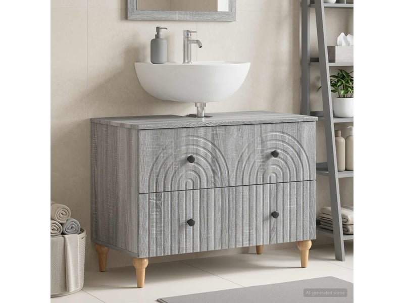 Meuble sous lavabo de salle de bain alkmaar sonoma gris cf64812 - Conforama B