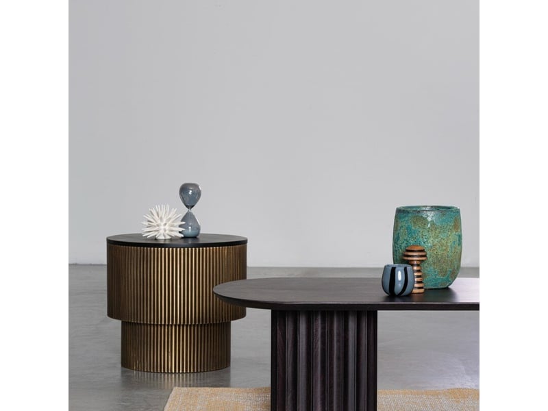 Table basse chic noir et or ronde 50 cm dorado - Conforama C