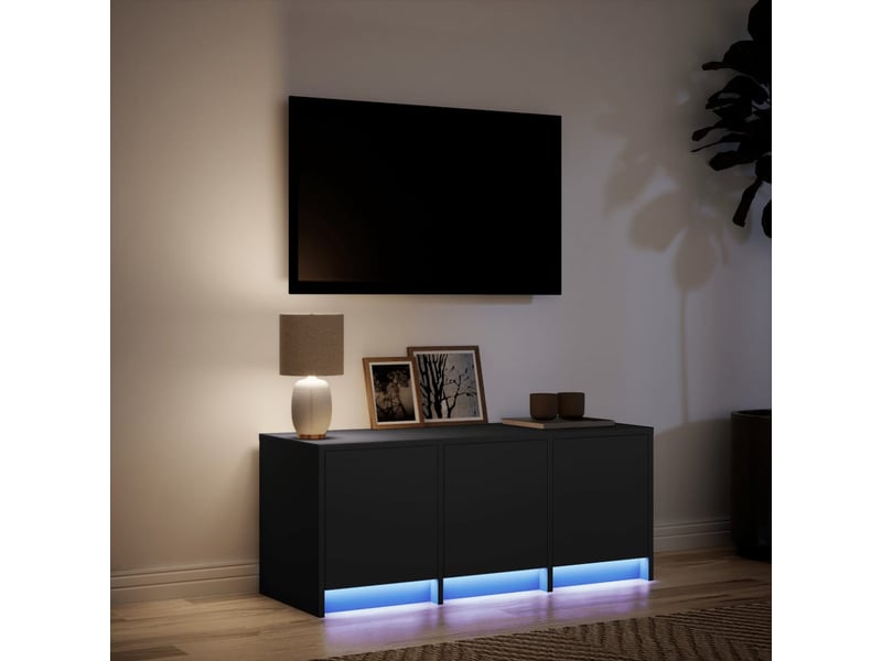 Meuble tv, meuble pour télévision avec led noir 97x34x40 cm bois d'ingénierie  - Conforama D