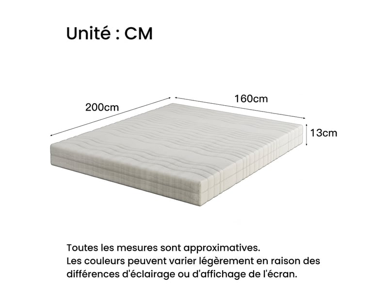  Matelas en mousse 160x200 ergonomique avec housse 3d lavable, 13 cm  - Conforama E