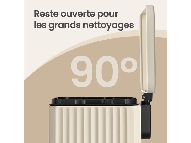 Poubelle de cuisine à pédale, en acier, avec couvercle, seau intérieur amovible, fermeture douce, 50 l, crème - Conforama E