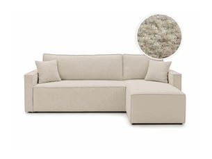 Canapé d'angle réversible convertible LOUNGITUDE FARAH 4 places Tissu bouclette Beige
