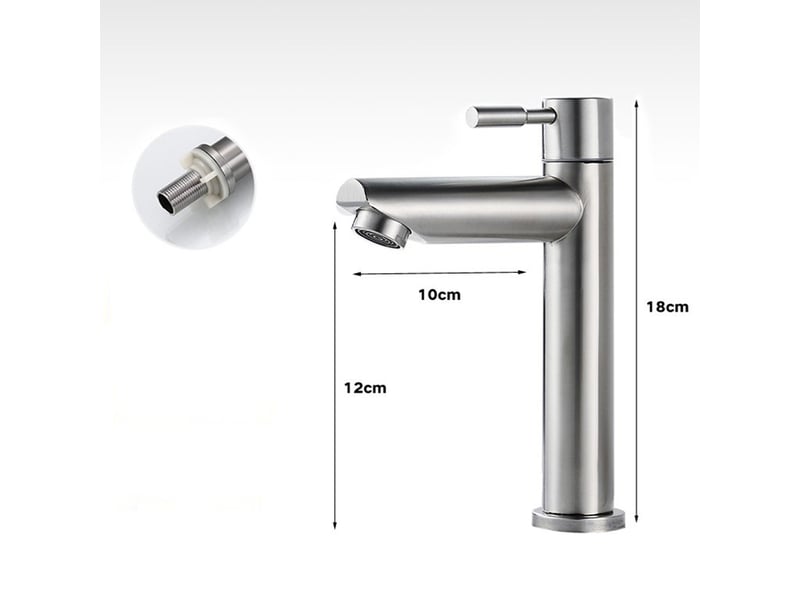  Robinet de salle de bain, eau froide uniquement, hauteur du bec 12 cm, robinet lave-mains eau froide en acier inoxydable SZPA301944JJZJ - Conforama B