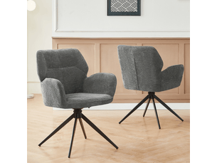 Chaises pivotantes pour salle à manger lot de 2, fauteuil en tissu côtelé gris foncé avec pieds métal, moderne et confortable