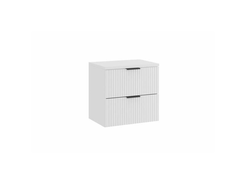  Ensemble de salle de bain noxera 60 cm – meuble sous vasque suspendu blanc alpin mat avec plan pour vasque  - Conforama A