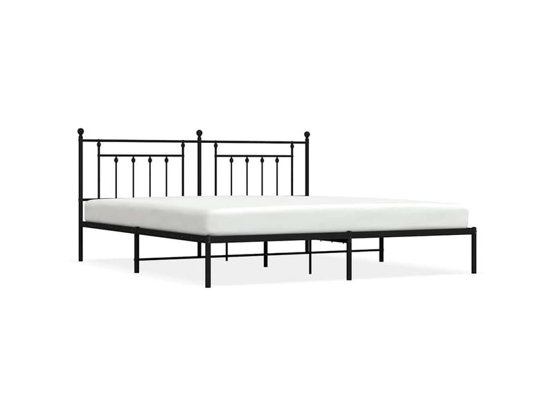  Lit double- lit adulte -  cadre de lit métal sans matelas avec tête de lit noir 200x200cm  - Conforama A