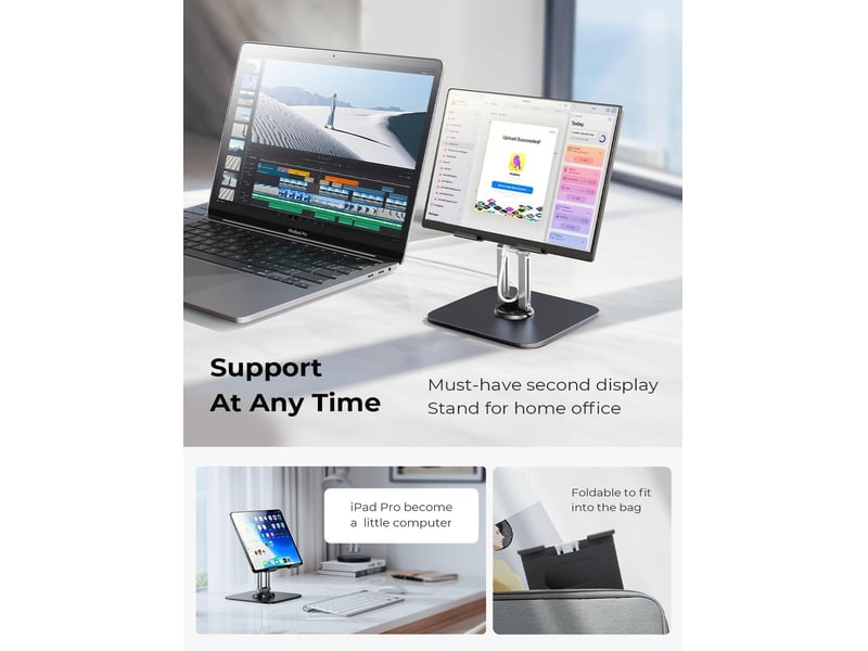  Support tablette bureau – accessoires pour tablette tactile, rotation renforcée à 720°  - Conforama E