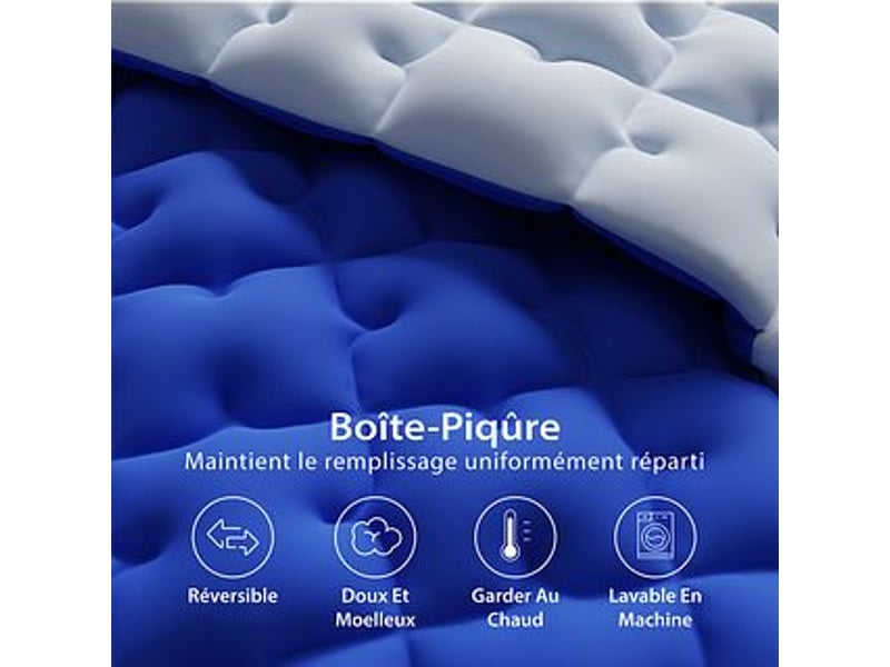 CASABEL Couette 220x240 cm Chaude Grand Froid Diamant Réversible Bleu Garnissage densité 700 g/m2 Couette Grand Froid - Conforama E