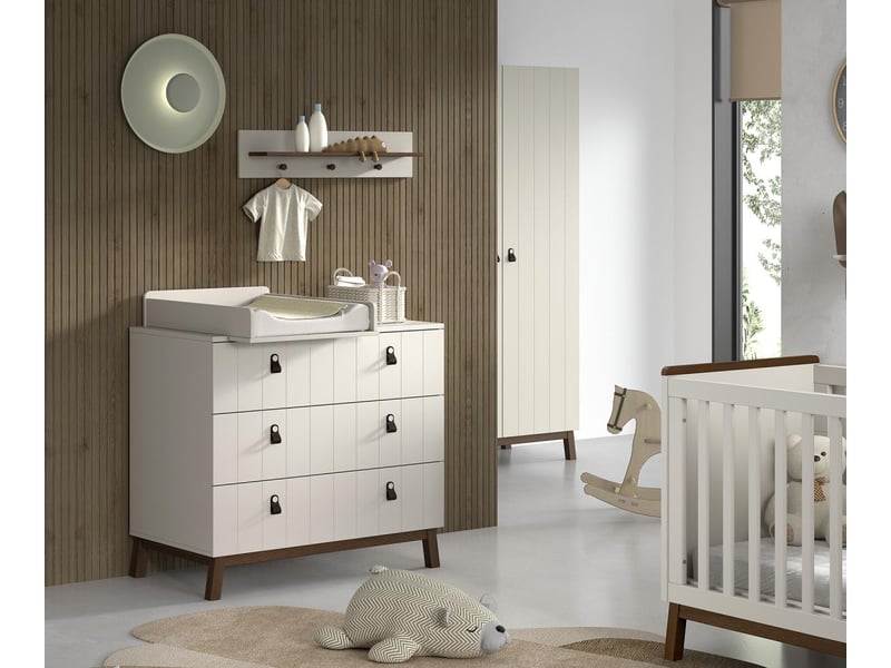  Ensemble chambre sezane commode + plan à langer + étagère murale clay SECO2204 - Conforama B