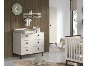 Ensemble chambre sezane commode + plan à langer + étagère murale clay
