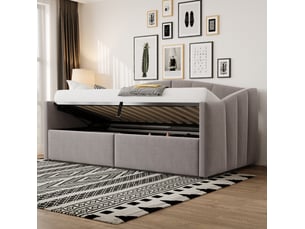 Lit coffre 90x200 cm OKWISH coloris gris
