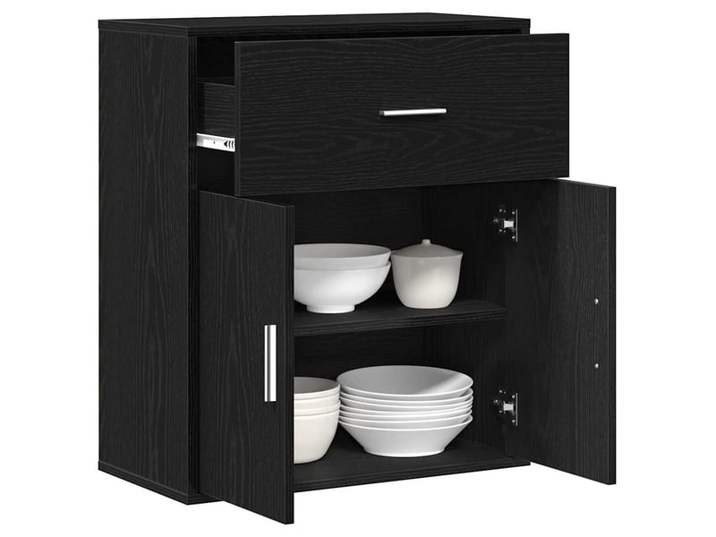  Buffet - bahut - meuble de rangement chêne noir 60 x 31 x 70 cm bois d'ingénierie  - Conforama C
