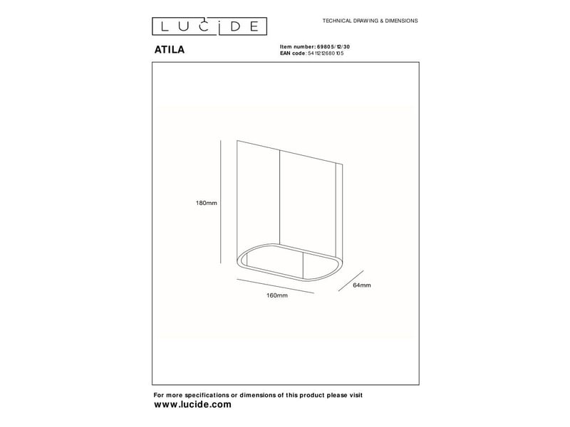 Applique murale intext led dim. 2x5w 2700k ip65 noir - lucide - atila  - Conforama E