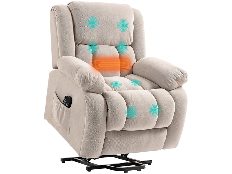  Fauteuil releveur électrique massant et chauffant en tissu 93x104x100 cm  - Conforama A