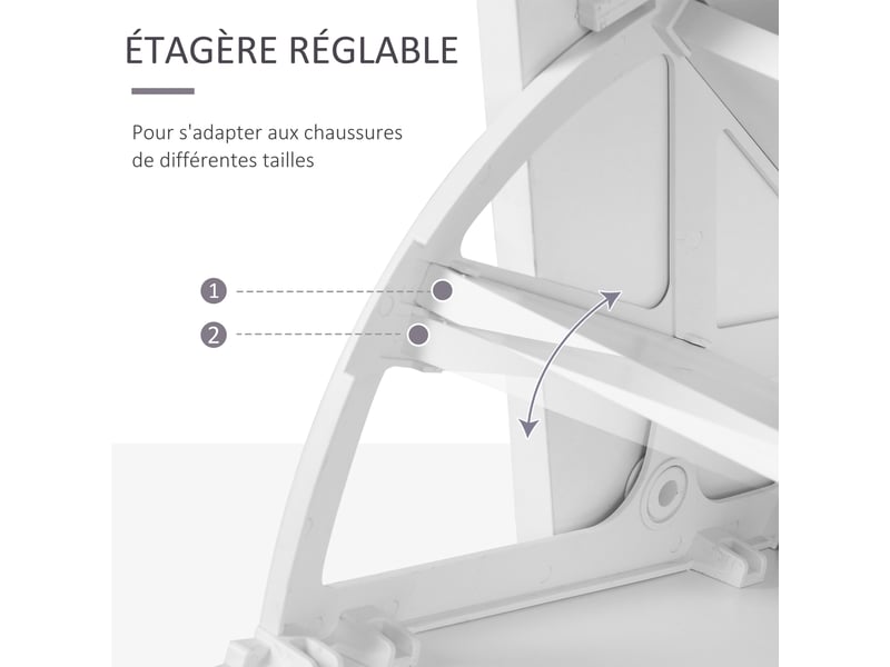 Ensembles 3 en 1 de meuble d'entrée vestiaire avec panneau porte-manteau, blanc, miroir et banc à chaussures - 6 crochets et étagère réglable - Conforama R