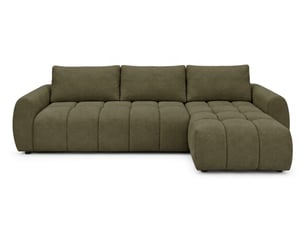 Canapé d'angle réversible convertible BOBOCHIC FUJI 3 places Tissu vert avec coffre de rangement