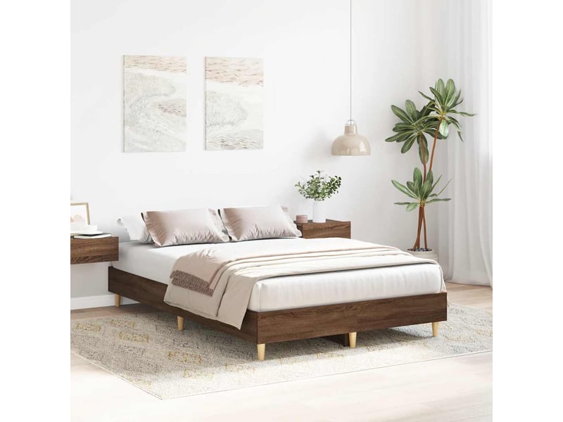  Lit double- lit adulte -  cadre de lit sans matelas chêne marron 135x190 cm  - Conforama B