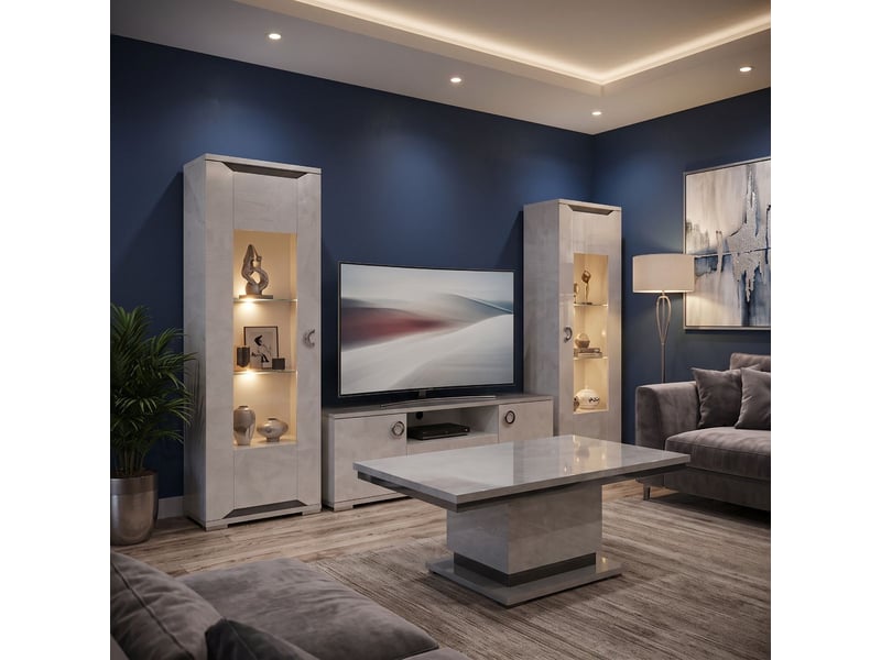  Table basse pied central aspect ciment et anthracite - libeccio LIBECCIO - Conforama C