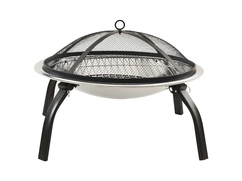  Foyer et barbecue avec tisonnier 2 en 1 56x56x49 cm inox  - Conforama D