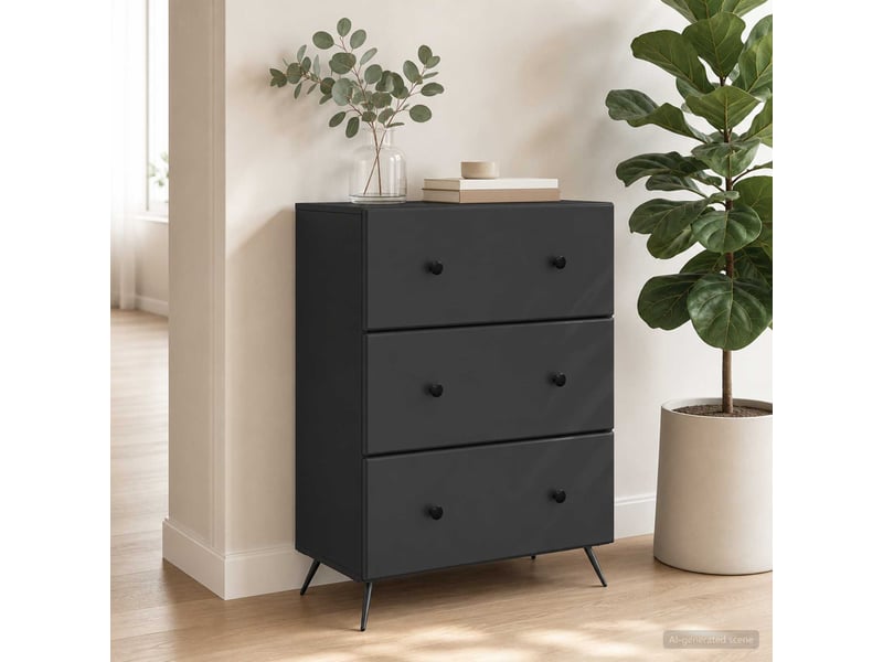  Armoire à tiroirs, rangement bureau 66 x 34,5 x 90 cm bois d'ingénierie noir shl6400  - Conforama D