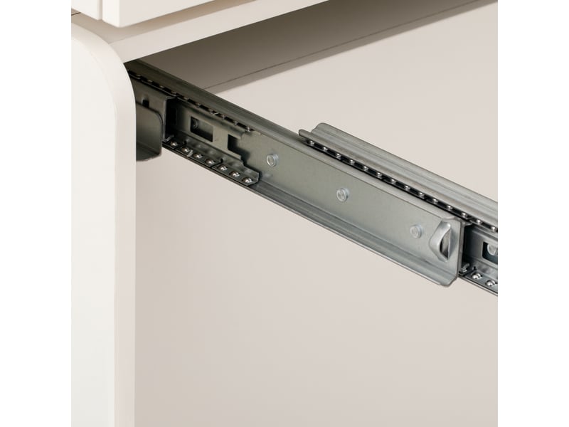  Îlot de cuisine extensible blanc et bois clair avec rangements, led et prises, idéal pour petits espaces  - Conforama D