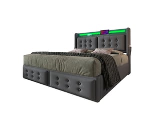 Lit avec rangement 160x200 cm COVREO coloris gris