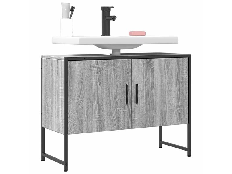  Armoire lavabo salle de bain, meuble de rangement sonoma gris bois d'ingénierie  - Conforama B