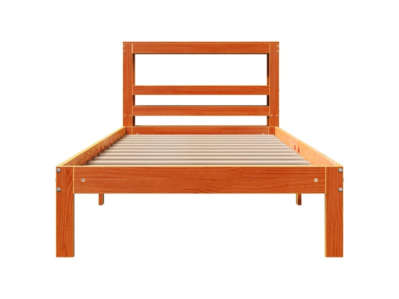  Lit simple- lit adulte -  cadre de lit sans matelas  marron 100x200cm bois pin massif  - Conforama C