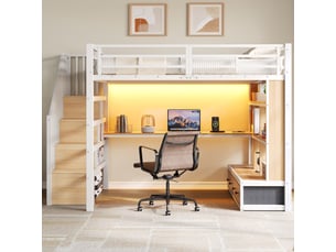 Lit mezzanine 140x200 cm <strong></strong>  <strong></strong> coloris blanc
